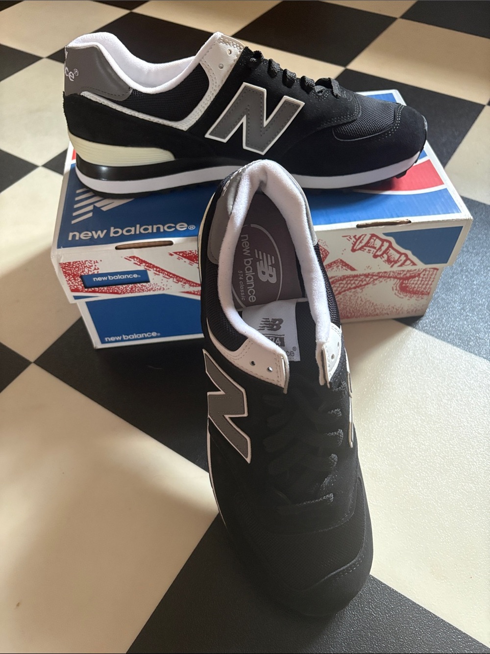 New Balance 574 Black Suede Mesh & Reflective Gray-Size 10 1/2 Rare-NIB